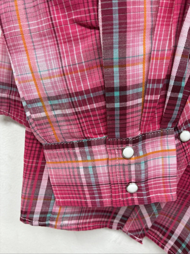 New Girls Cumberland Pink Plaid Long Sleeve Pearl Snap Medium DD-92
