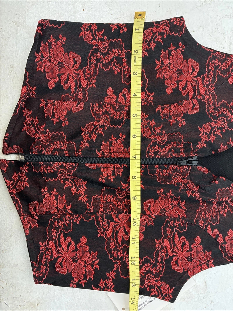 New Women’s 1849 RanchWear Red Designed Sleeveless Zip Up Vest Small YY-55