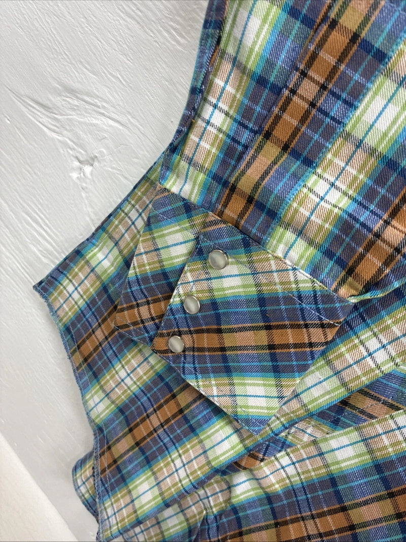 New Men’s Champion Westerns Multicolor Plaid Long Sleeve Pearl Snap Small O-33