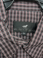 New Men’s Western Express Black Red Flannel Long Sleeve Pearl Snap 2XL F-98
