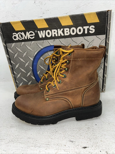 New Women’s Brown Lace Up Acme Work Boots. 08070 7.5 7 1/2 M. 17-84
