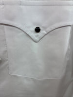 New Men’s ELY Cattleman White Eagle Flag Short Sleeve Pearl Snap Large Q-45