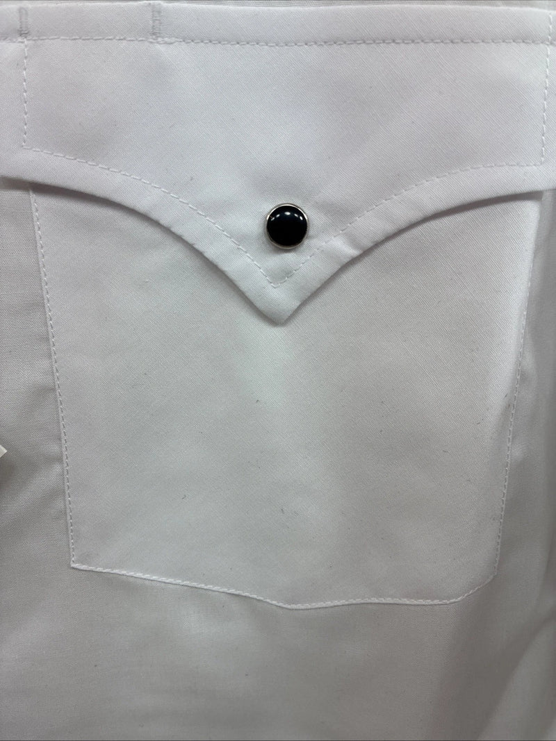New Men’s ELY Cattleman White Eagle Flag Short Sleeve Pearl Snap Large Q-45