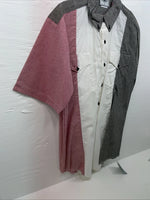 New Men’s Cowboy Threads Grey White Pink Short Sleeve Button Up Medium B-91
