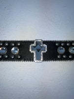 New Black Genuine Leather Blazin Roxx Silver Bling Cross L Belt #N3510401 Z-69