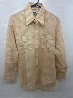 New Men’s Miller Yellow Stripe Long Sleeve Pearl Snap 15 X 32 Medium T-78