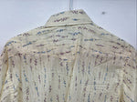 New Women’s White Horse Yellow Floral Long Sleeve Pearl Snap Medoum II-96