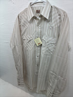 New Men’s ELY Cattleman Tan Stripe Long Sleeve Pearl Snap Medium J-97