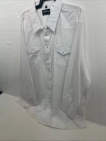 New Men’s White Horse White Long Sleeve Pearl Snap 4XL E-95