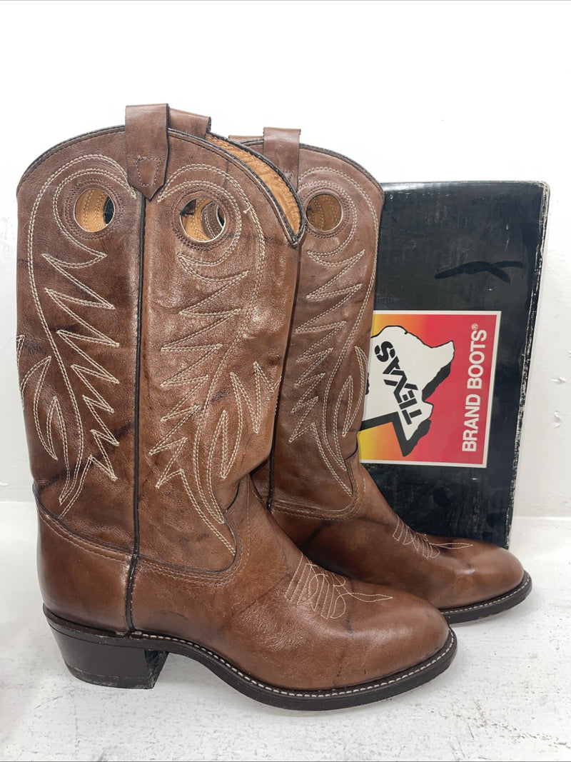 New Men’s Brown Texas Brand Cowboy Boots. 7811 10 D. 6-45