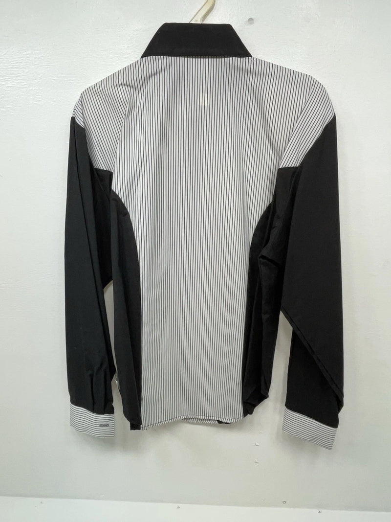 New Women’s Black White Cowboy Threads Longsl Sleeve Button Up Shirt M 3B-50