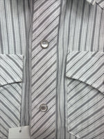 New Kids White Horse Gray Stripe Long Sleeve Pearl Snap Medium DD-57