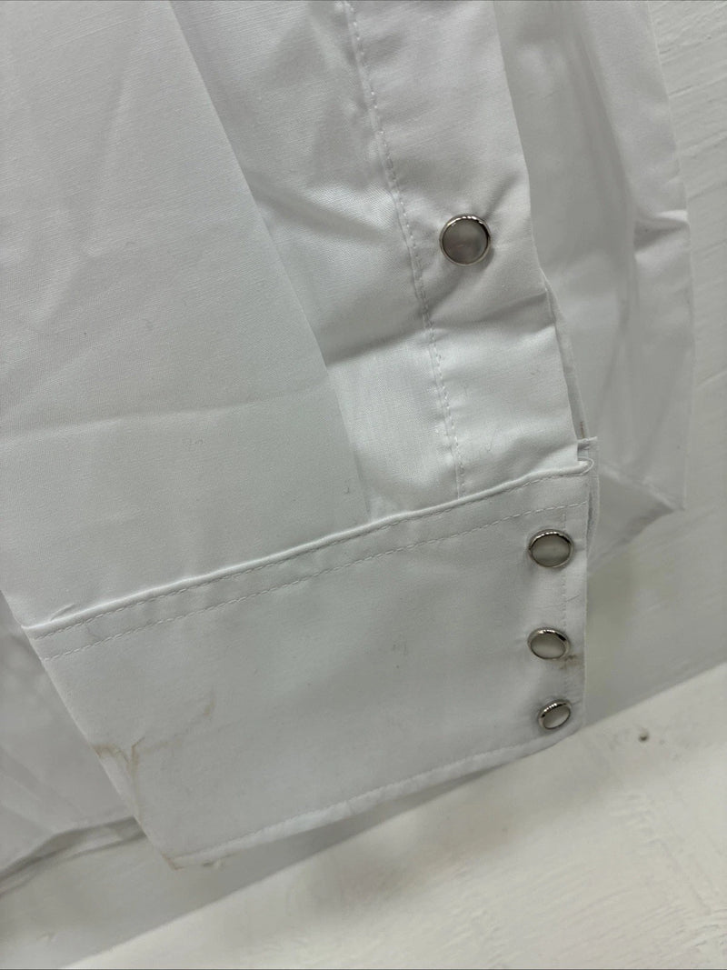 New Men’s Mesquite Western White Long Sleeve Pearl Snap 17.5 X 37 XL R-83