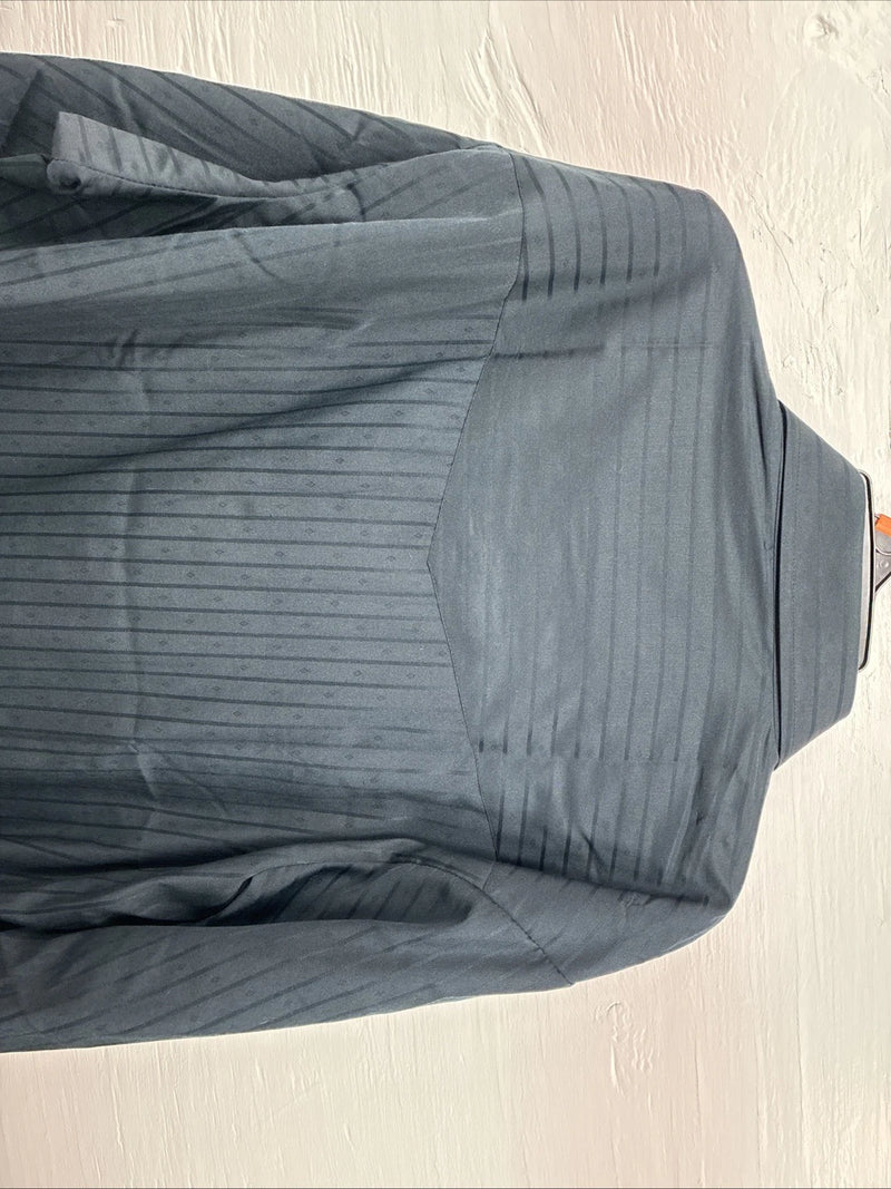 New Men’s ELY Cattleman Black Stripe Design Long Sleeve Pearl Snap 17.5 XL O-50