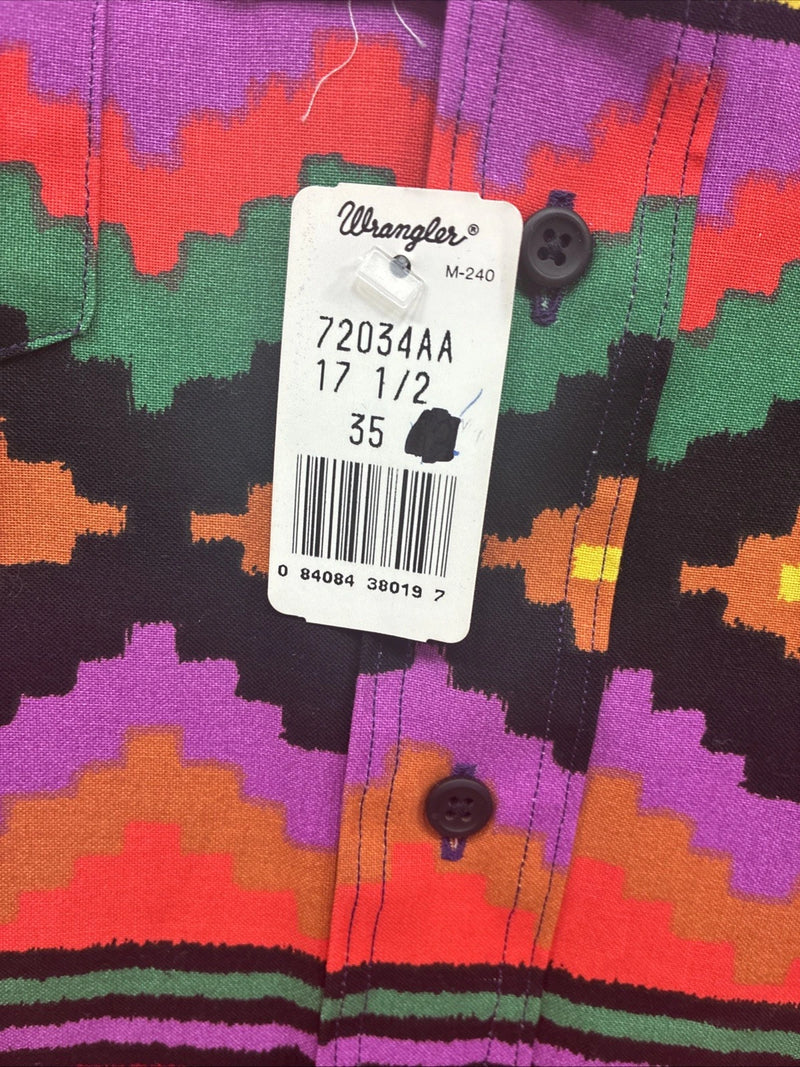 New Men’s Wrangler Multicolor Stripe Long Sleeve Button Up 17.5 X 35 XL V-58