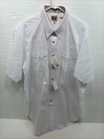 New Men’s ELY Cattleman White Simple Short Sleeve Pearl Snap 18.5 2XL F-83
