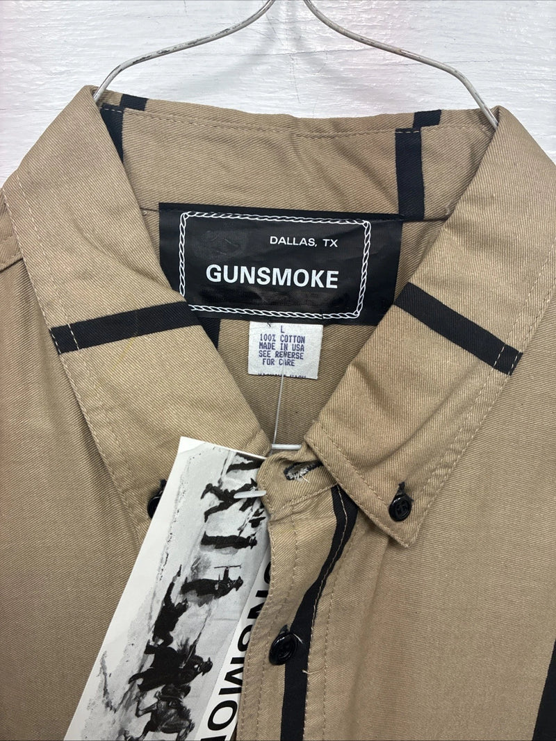 New Men’s GunSmoke Purple Tan Design Long Sleeve Button Up Large X-5