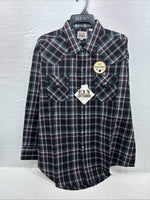 New Men’s ELY Cattleman Black Red Flannel Long Sleeve Pearl Snap 2XL F-93