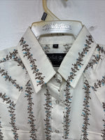 New Women’s White Horse White Floral Long Sleeve Pearl Snap Medium YY-80