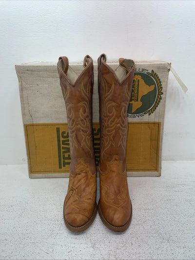 New Women’s Brown Texas Brand Cowboy Boots. 4944 6.5 6 1/2 M. 1-40