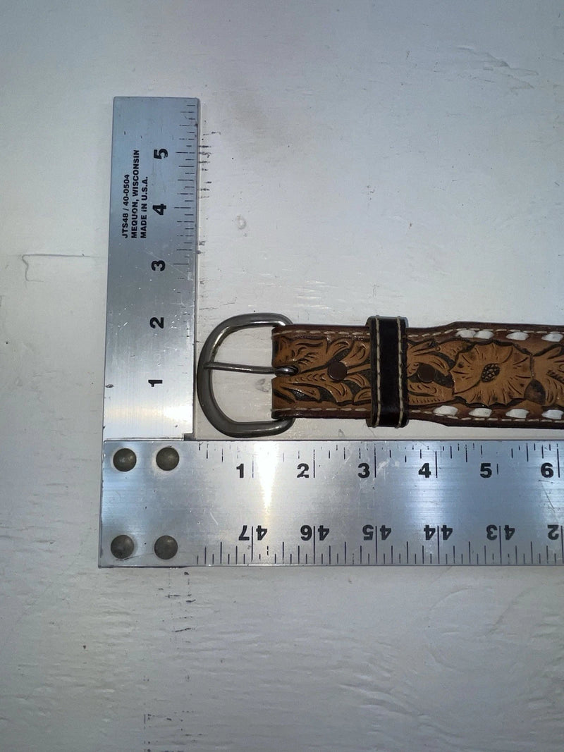 New Brown Genuine Leather Wright Tooled 28” Belt #10412 JJ-41