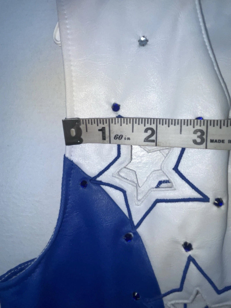 New Kids Blue White And Stars 1849 Cut Off Zip Up Vest S #77872 3B-66