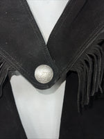 NOS Black Show Chaps With Fringe Adjustable Waist 41” N-21