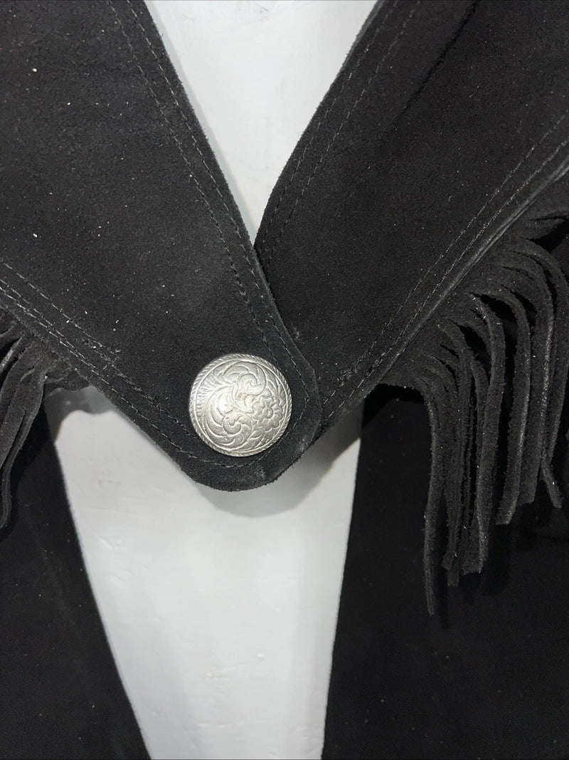 NOS Black Show Chaps With Fringe Adjustable Waist 41” N-21