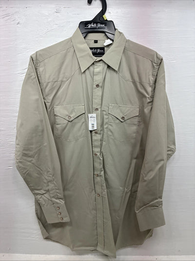 New Men’s White Horse Green Long Sleeve Pearl Snap Large CC-30