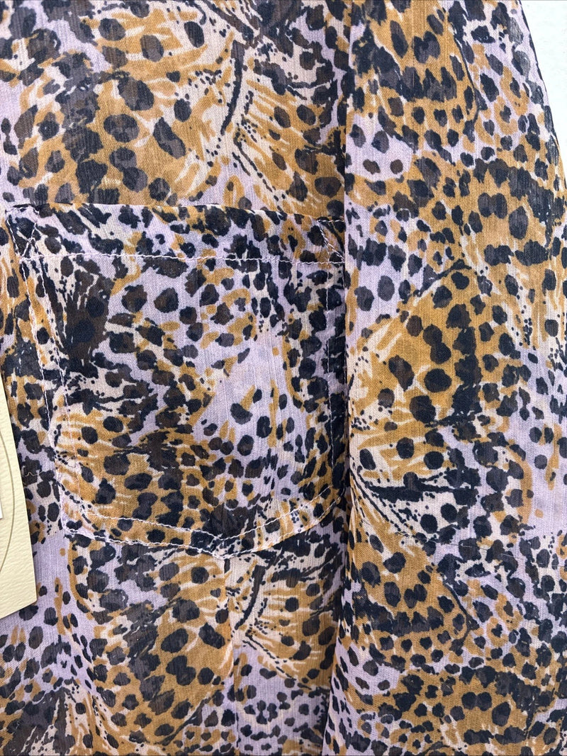 New Women’s Cumberland Purple Yellow Print Long Sleeve Pearl Snap 2XL GG-40
