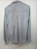 New Women’s Forego Blue Stripe Long Sleeve Button Up Size 36 LL-31