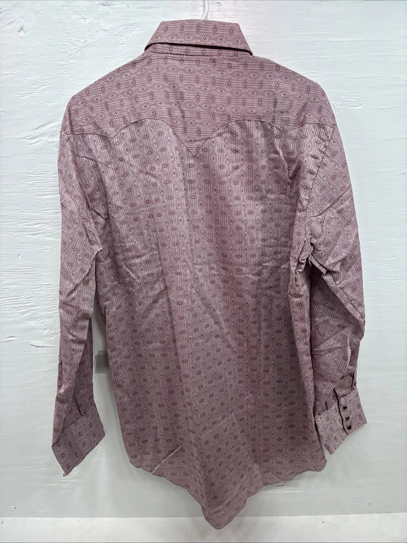 New Men’s Tem Tex Pink Design Long Sleeve Pearl Snap 16.5 Large X-47