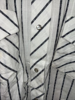 New Men’s Champion Western White Stripe Long Sleeve Pearl Snap 16.5 Large AA-58