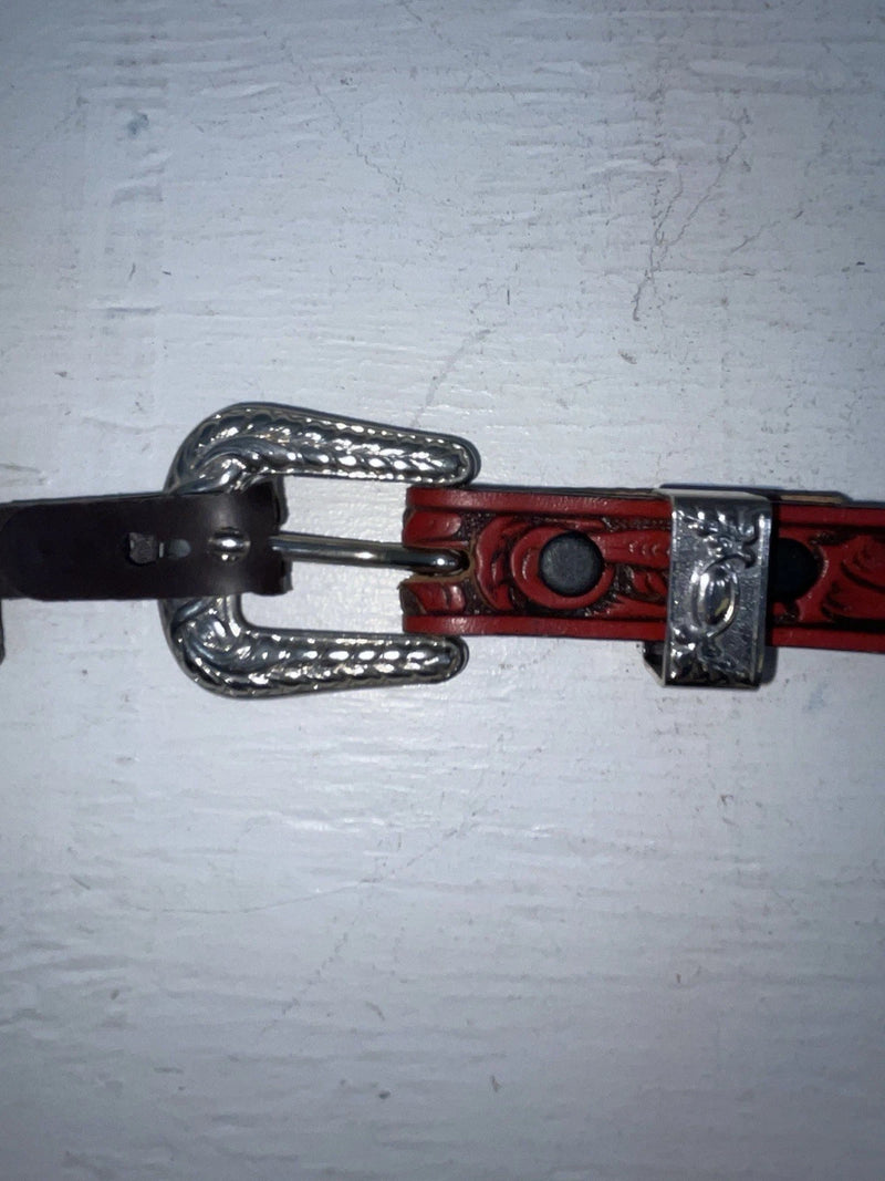 New Red Genuine Leather Chambers Tooled 20” Belt #WY347 NN-52