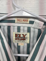 New Men’s ELY Cattleman Blue White Stripe Short Sleeve Pearl Snap XL M-21
