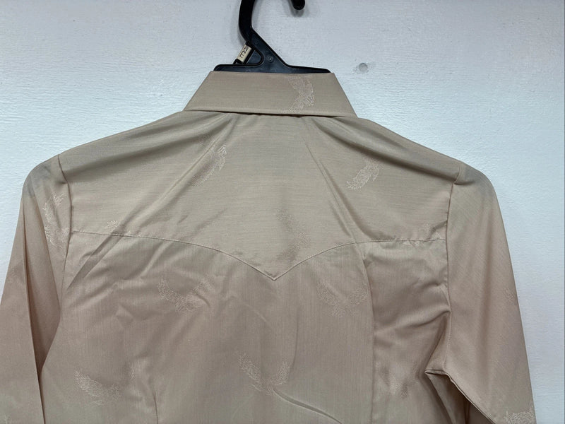New Women’s H Bar C Tan Designed Long Sleeve Pearl Snap Size 34 II-90