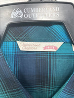 New Girls Cumberland Blue Plaid Long Sleeve Pearl Snap Size 2XL CC-120
