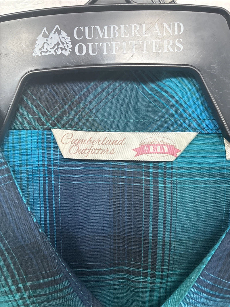 New Girls Cumberland Blue Plaid Long Sleeve Pearl Snap Size 2XL CC-120