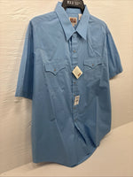 New Men’s ELY Cattleman Blue Short Sleeve Pearl Snap 18.5 2XL F-78