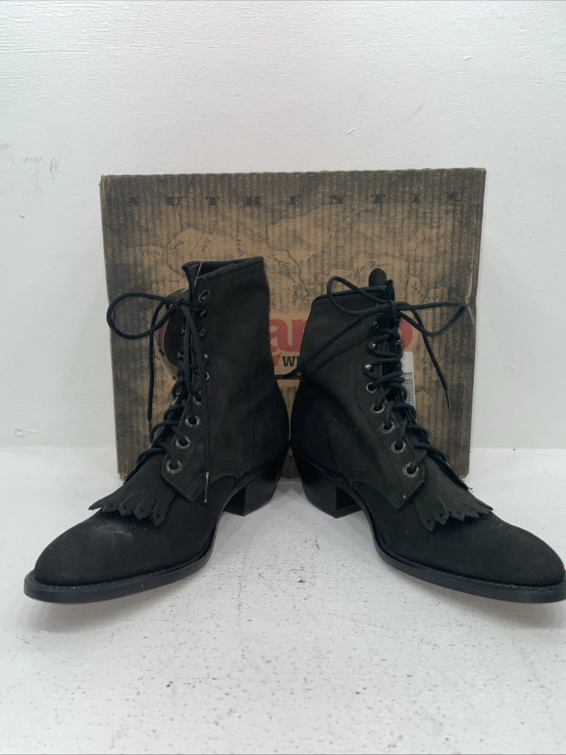New Women’s Black Lace Up Laredo Cowboy Boots. 28-9178 8.5 8 1/2 M. 15-26