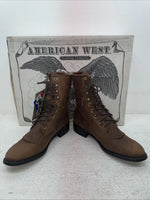 New Men’s Brown Lace Up American West Cowboy Boots. 6992 7.5 7 1/2 E W. 1-92