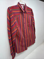 New Women’s H Bar C Red Stripe Long Sleeve Pearl Snap Size 40 KK-93