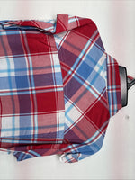 New Women’s Cumberland Red Blue Plaid Short Sleeve Button Up Small DD-106