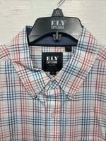 New Men’s ELY Cattleman White Multicolor Plaid Long Sleeve Button Up XL R-52