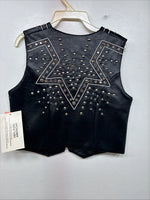 New Women’s 1848 RanchWear Black Rhinestone Sleeveless Vest Zip Up XS YY-38
