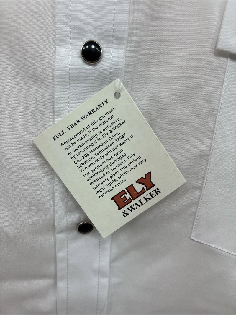 New Men’s ELY Cattleman White Eagle Flag Short Sleeve Pearl Snap Large Q-45