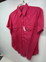 New Women’s White Horse Pink Short Sleeve Pearl Snap Medium YY-13