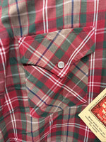 New Men’s ELY Plains Red Plaid Long Sleeve Pearl Snap 15 X 34 Medium AA-79 