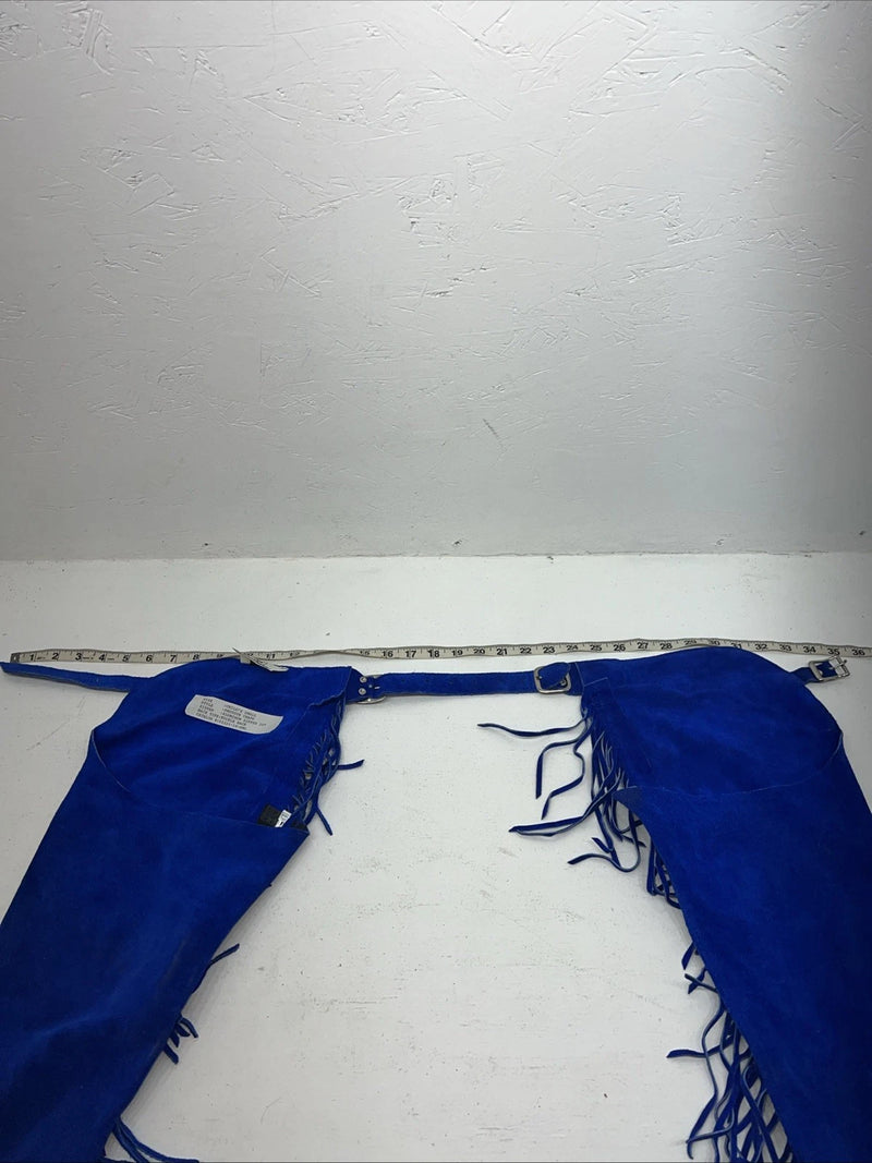 NOS Children’s  Blue Whitman Show Chaps With Fringe Adjustable Waist 35” L-29