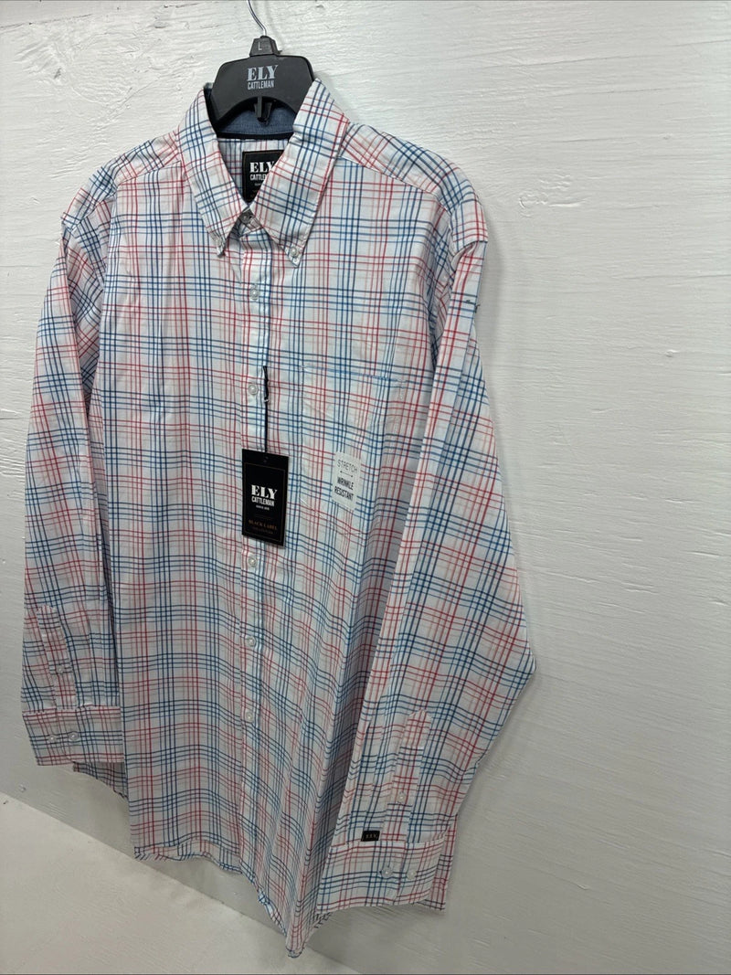 New Men’s ELY Cattleman Multicolor Stripe Long Sleeve Pearl Snap Large CC-20